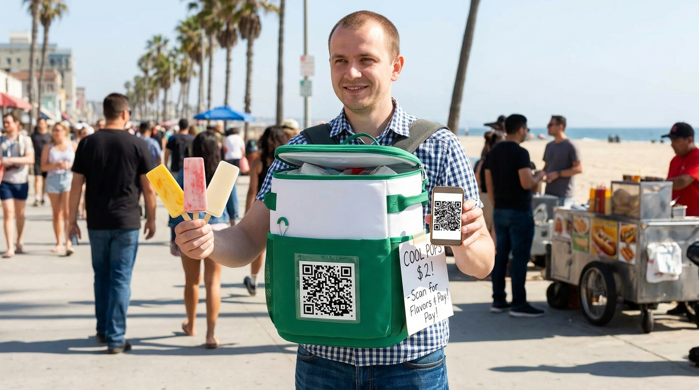 Vendedor de paletas con mochila Vende Móvil